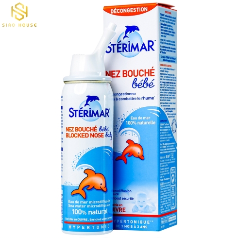 Xịt mũi muối biển kháng viêm STÉRIMAR Nez Bouche BéBé 100mL (Cam)