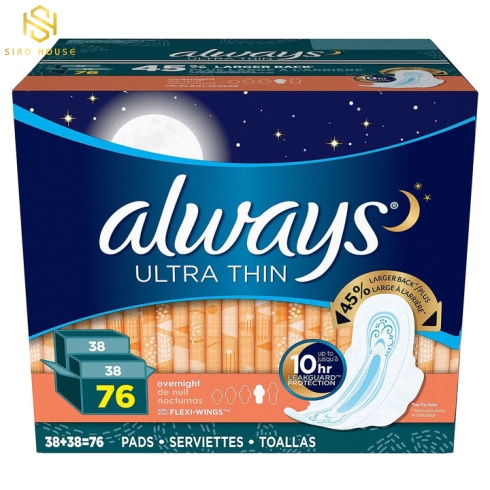 Băng vệ sinh ban đêm ALWAYS Ultra Thin Overnight with Wings (Gói 38 miếng)