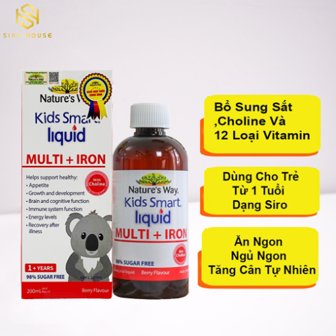 Siro vitamin tổng hợp & sắt NATURE’S WAY Kid Smart Liquid Multi + Iron 200mL