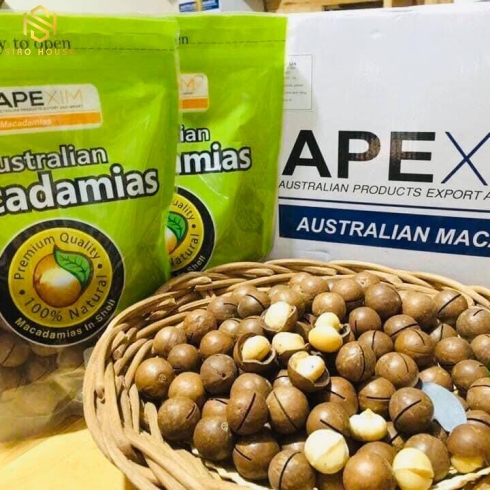 Quả mắc-ca nứt vỏ Apexim Australian Macadamias 500g