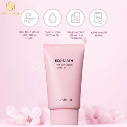 Kem chống nắng THE SAEM Eco Earth Pink Sun Cream EX 50g