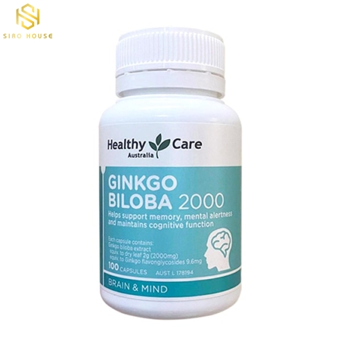 Viên uống bổ não ginkgo úc - tuần hoàn máu não - tăng cường trí nhớ ginkgo biloba 2000mg - healthy c
