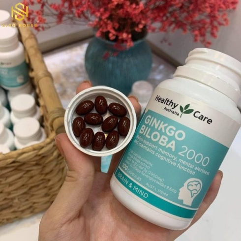 Viên uống bổ não ginkgo úc - tuần hoàn máu não - tăng cường trí nhớ ginkgo biloba 2000mg - healthy c