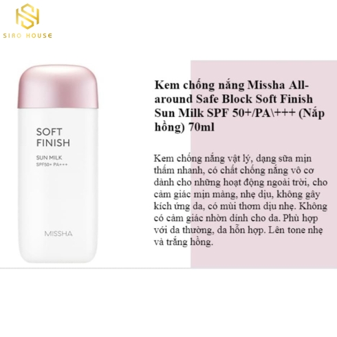 KEM CHỐNG NẮNG MISSHA SUN MILK SPF50+ PA+++