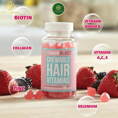 Kẹo ẻo Vitamins HAIRBURST Chewable Hair Vitamins ( 60 Viên)