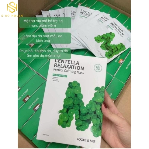 Mặt nạ rau má LOOKS & MEII Centella Relaxation Perfect Calming Mask
