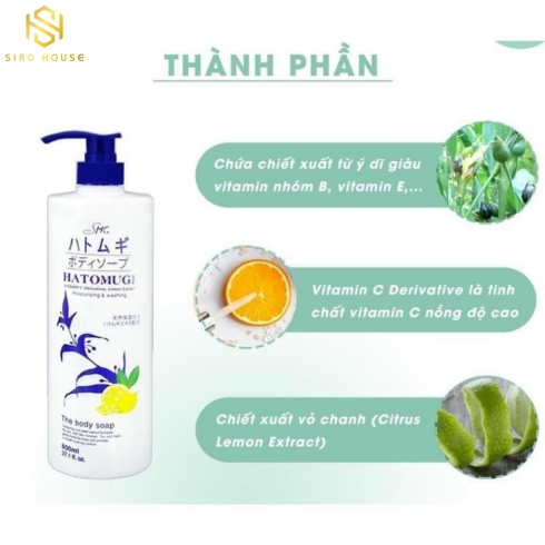 Sữa Tắm Ý Dĩ SHC Hatomugi 800mL