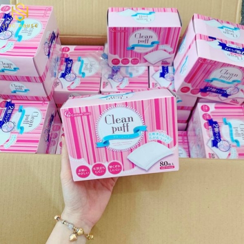 Bông Tẩy Trang Clean PUFF Natural Cotton (80 Miếng) - Nhật Bản