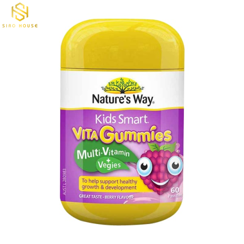 Kẹo Dẻo Bổ Sung Vitamin Tổng Hợp Và Chất Xơ NATURES WAY Kids Smart Vita Gummies Multi Vitamin + Vegi