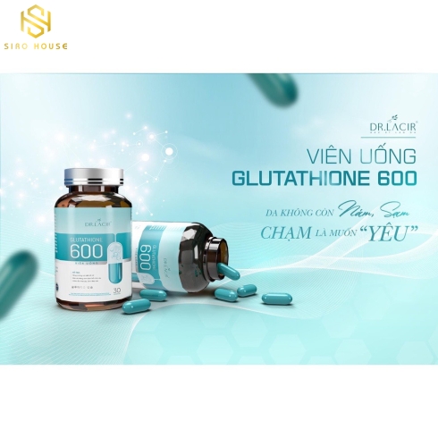 Viên uống trắng da, chống lão hoá DR.LACIR Glutathione 600 30v