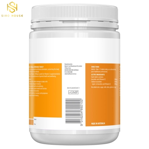 Viên bổ sung Vitamin C HEALTHY CARE 500mg 500 viên