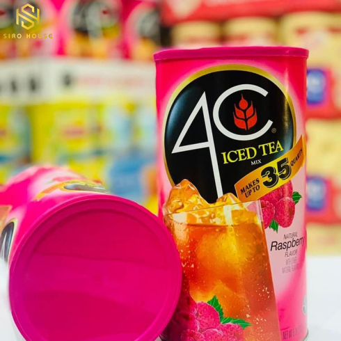 BỘT PHA NƯỚC TRÁI CÂY 4C ICED TEA RASPBERRY VỊ MÂM XÔI - 2.34KG
