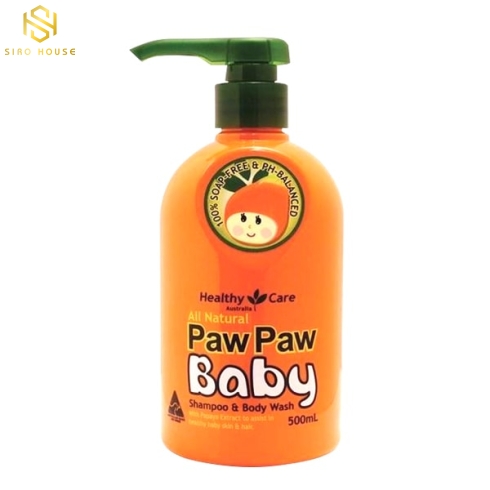 Sữa tắm gội em bé Healthy Care All Natural Paw Paw Baby 500ml 