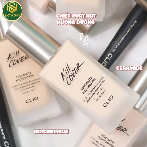 Kem Nền Clio  KILL COVER Glow Foundation Spf50+ Pa++++ 38G (Tặng Kèm Cọ)