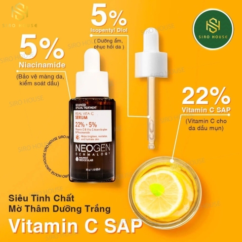 Tinh Chất Dưỡng Trắng, Mờ Thâm NEOGEN Real Vita C Serum 22% + 5% (Mẫu Mới )