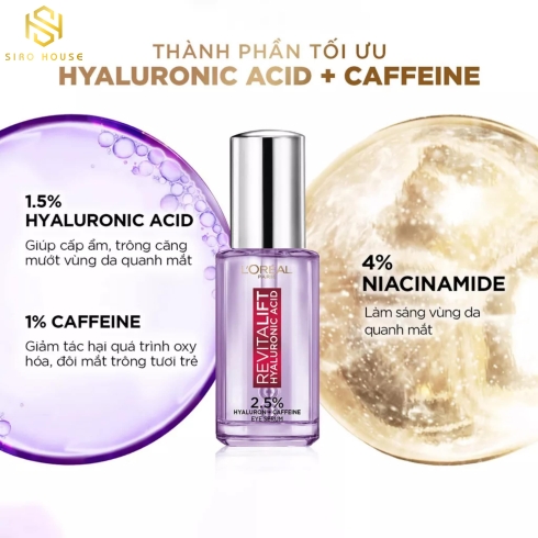 Tinh chất trẻ hóa vùng mắt LOREAL Paris Revitalift Hyaluronic Acid Eye Serum 20mL