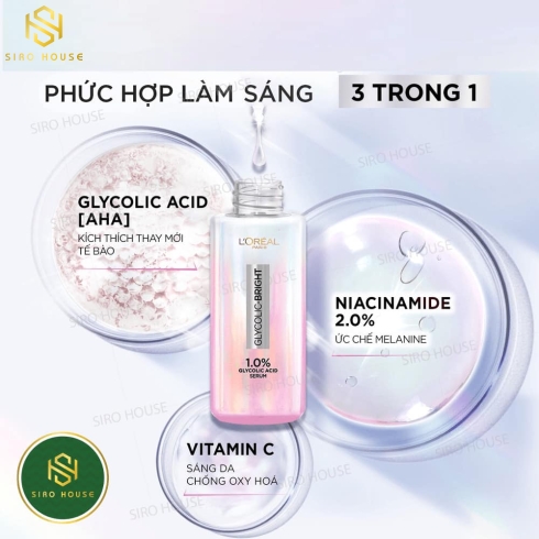 Tinh chất dưỡng trắng LOREAL Glycolic Bright Instant Glowing Serum 30mL