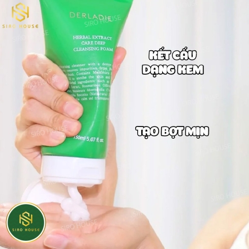 Sữa Rửa Mặt Tràm Trà DERLADIE Herbal Extract Care Deep Cleansing Foam (150mL)