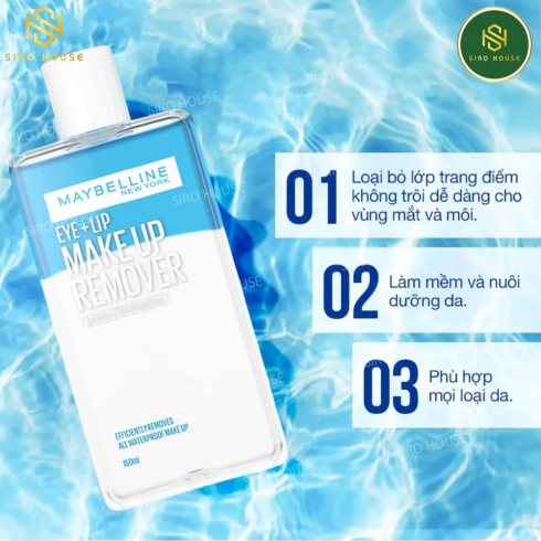 Nước tẩy trang mắt môi MAYBELLINE New York Eye & Lip Make Up Remover (150mL) MẪU MỚI