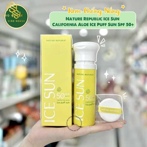 Kem chống nắng NATURE REPUBLIC Ice Sun California Aloe Ice Puff Sun SPF50+ PA++++ (100ml)