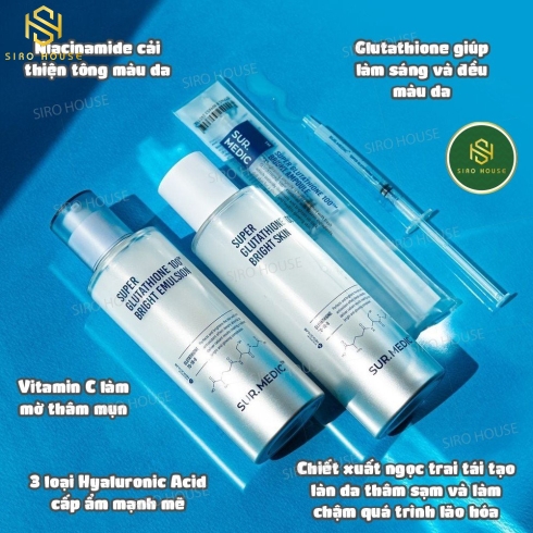 Nước hoa hồng dưỡng trắng da SUR.MEDIC + Super Glutathione 100 Bright Skin (145ml)