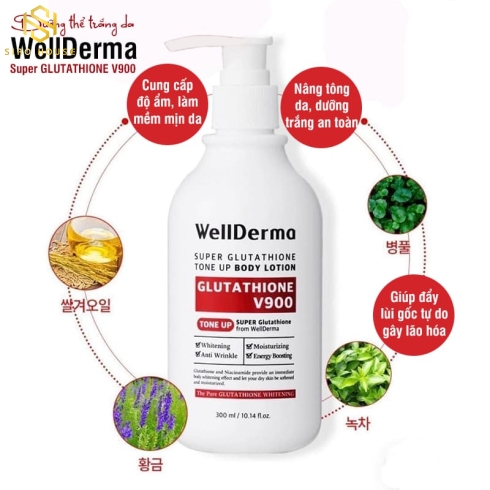 Dưỡng thể trắng da WELLERMA Super Glutathione V900 (300mL)