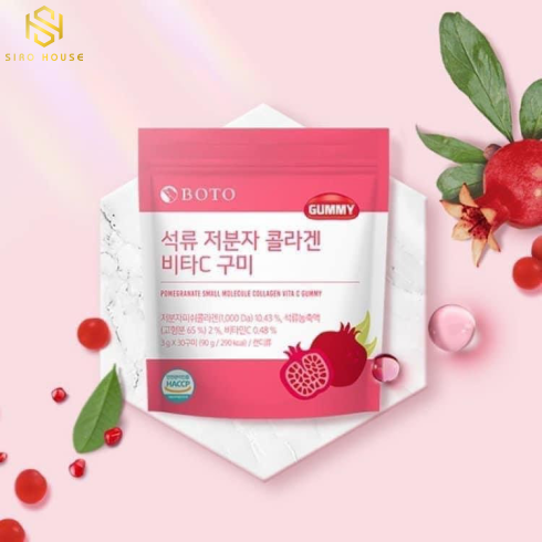 Kẹo Dẻo Collagen Lựu,Vitamin C BOTO GUMMY Pomegranate Small Molecular Collagen Vita C