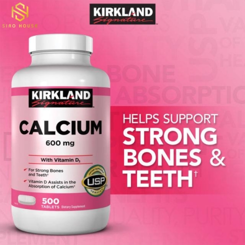 Viên uống bổ sung canxi & vitamin D3 KIRKLAND Calcium 600mg With Vitamin D3 (500 viên)
