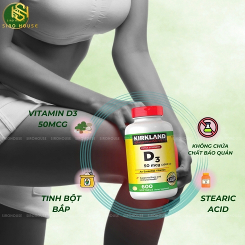 Viên uống Vitamin D3 500mcg KIRKLAND 600 viên