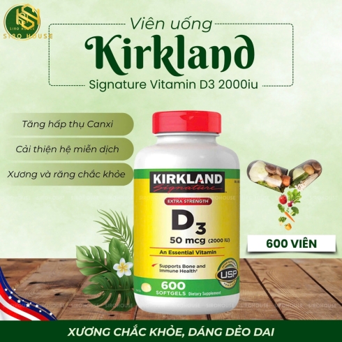 Viên uống Vitamin D3 500mcg KIRKLAND 600 viên