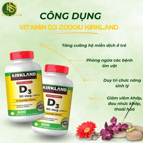 Viên uống Vitamin D3 500mcg KIRKLAND 600 viên