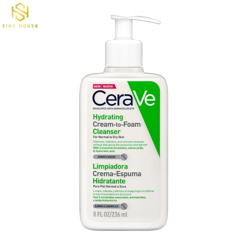 Sữa Rửa Mặt CERAVE Hydrating Cream to Foam Cleanser 237 mL