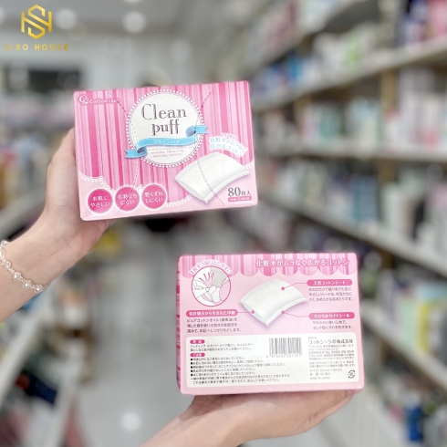 Bông Tẩy Trang Clean PUFF Natural Cotton (80 Miếng) - Nhật Bản