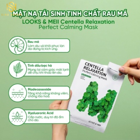 Mặt nạ rau má LOOKS & MEII Centella Relaxation Perfect Calming Mask