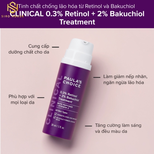 Tinh chất PAULAS Choice 0.3% Retinol + 2% Bakuchiol Treatment 30mL