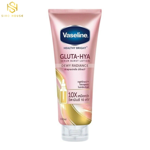 Dưỡng thể VASELINE Gluta Hya Dewy Radiance 10X & GLuta Hya Flawless Glow 330mL