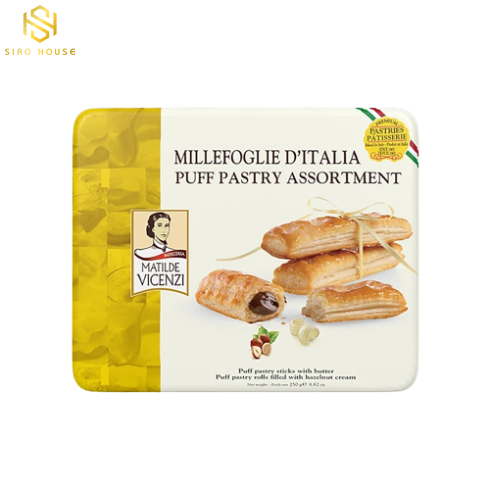 Bánh Puff Pastry cuộn kem hạt dẻ Matilde Vicenzi MiniSnack hộp 250g