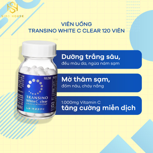 Viên uống trắng da TRANSINO White C Clear 120 viên