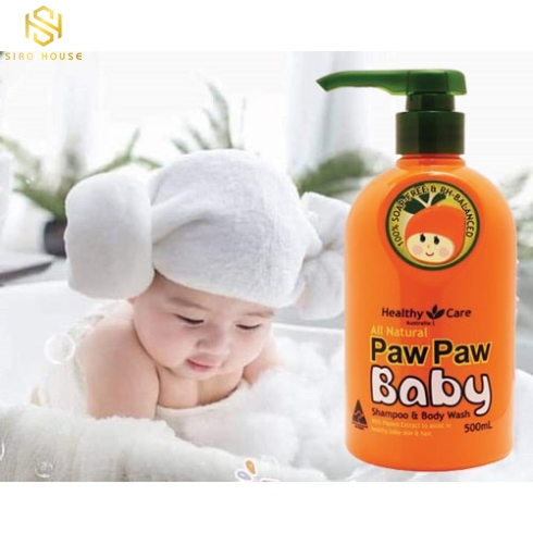Sữa tắm gội em bé Healthy Care All Natural Paw Paw Baby 500ml 