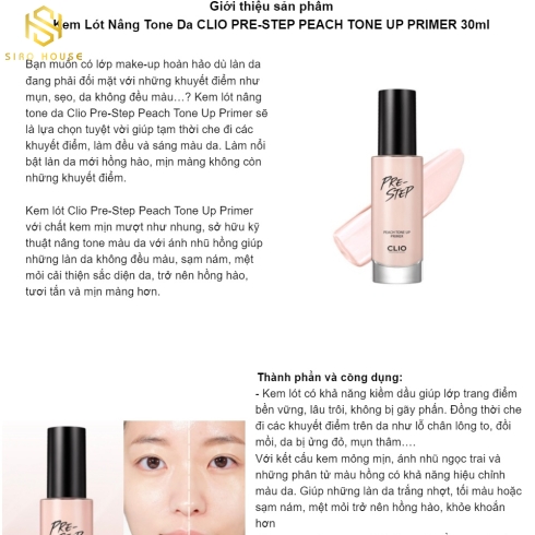 Kem lót Trang Điểm PRE-STEP PEACH TONE UP PRIMER 30ML