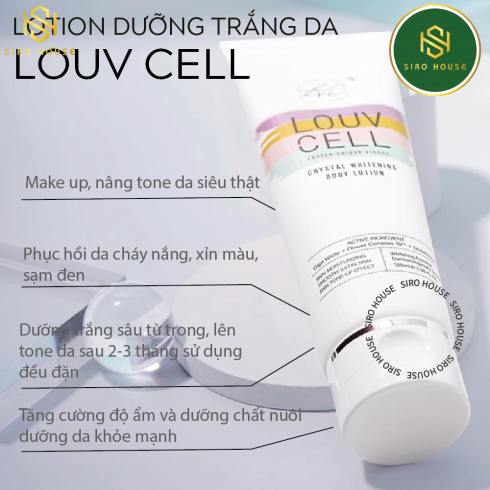 Kem dưỡng ẩm trắng da body LOUV CELL Crystal Whitening Body Lotion 120ml Hàn Quốc
