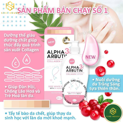 Dưỡng Thể Trắng Da Alpha Arbutin Collagen Lotion 3+ Plus 500mL