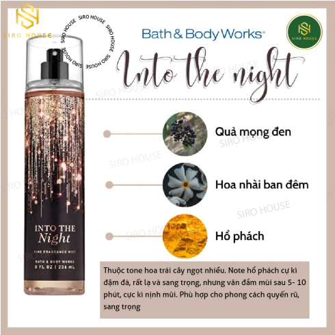 Xịt Thơm Toàn Thân Into The Night BATH AND BODY WORKS 236mL