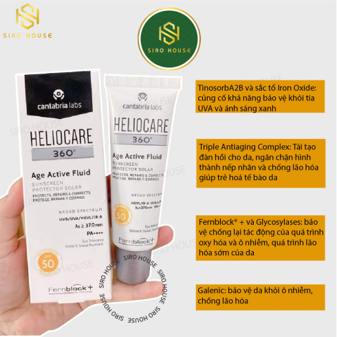 Kem Chống Nắng Heliocare 360 Age Active Fluid SPF50 PA++++ 50mL 