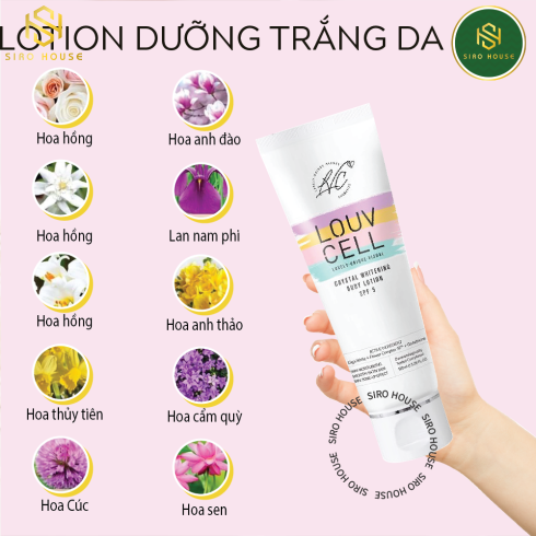 Kem dưỡng ẩm trắng da body LOUV CELL Crystal Whitening Body Lotion 120ml Hàn Quốc