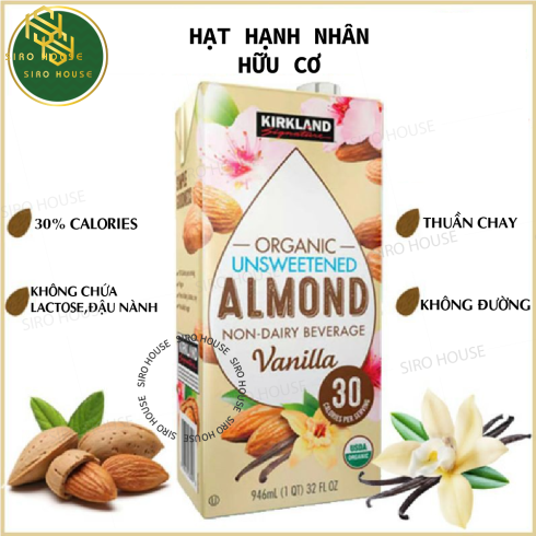Sữa hạnh nhân không đường Kirkland Organic Almond 946ml