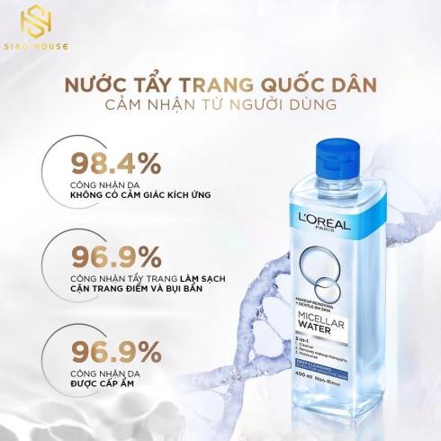 Nước tẩy trang LOREAL 3 in1 Micellar 400mL