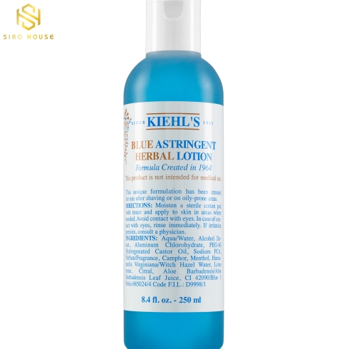 Nước cân bằng da dầu mụn KIEHLS Blue Astringent Herbal Lotion 250mL	