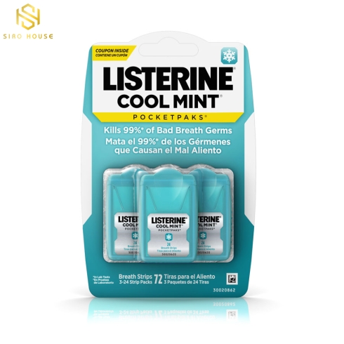 Bộ 3 vỉ miếng ngậm thơm miệng LISTERINE Cool Mint Pocketmist 72 miếng