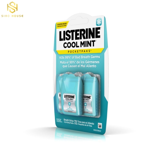 Bộ 3 vỉ miếng ngậm thơm miệng LISTERINE Cool Mint Pocketmist 72 miếng